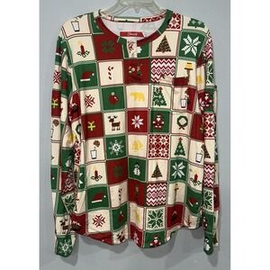 Shinesty L Mens Christmas Holiday Patchwork Pajama Shirt & Pant set